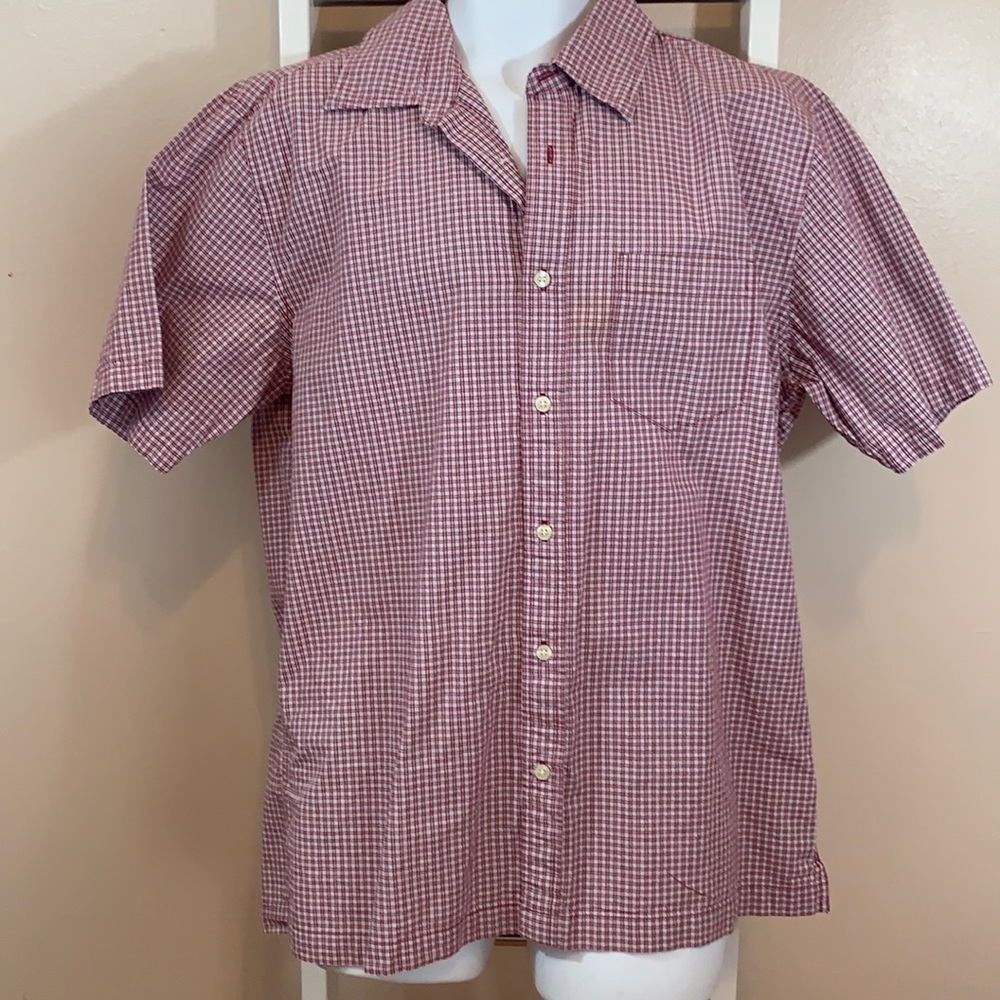 GAP Factory Store Red, White & Gray Cotton Button Down